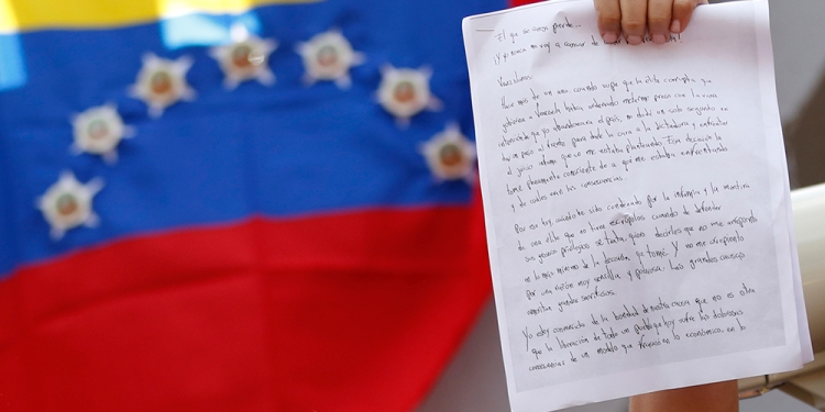 La carta de Leopoldo López. Foto: REUTERS