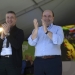 President of the Partido Nacionalista Vasco (Basque Nationalist Party) Andoni Ortuzar (R) and Basque regional President Inigo Urklullu applaud during the Aberri Eguna (Day of the Basque Nation) at the Plaza Nueva in Bilbao March 31, 2013. REUTERS/Vincent West (SPAIN - Tags: POLITICS) - RTXY3UA