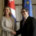 EU foreign policy chief Federica Mogherini (L) shakes hands with Cuba's Foreign Minister Bruno Rodriguez Parrilla during their meeting in Havana March 11, 2016. REUTERS/Enrique de la Osa - RTSADJ9