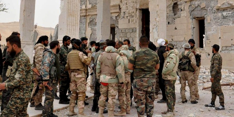 Imagen de los soldados del régimen en Palmira. Reuters