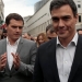 El líder del PSOE, Pedro Sánchez y Albert Rivera