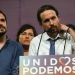 Podemos (We Can) party leader Pablo Iglesias (R) and Izquierda Unida (United Left) leader Alberto Garzon, now running under the coalition Unidos Podemos (Together We Can),  lookon after results were announced in Spain's general election in Madrid, Spain, June 26, 2016. REUTERS/Andrea Comas - RTX2ICP9