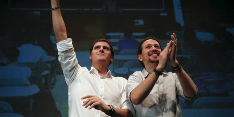 Los líderes de Ciudadanos y Podemos, Albert Rivera y Pablo Iglesias, respectivamente. FOTO: Reuters