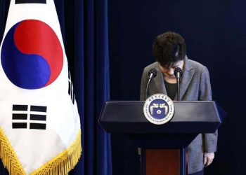 Pesidenta Park Geun-hye en discurso televisivo.