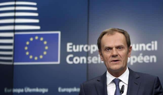 European Council President Donald Tusk addresses a news conference following a European Union leaders summit in Brussels December 18, 2014. REUTERS/Francois Lenoir
