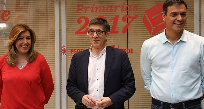Susana Díaz, Patxi López y Pedro Sánchez, durante el debate del PSOE. FOTO: Flickr PSOE