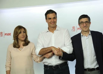 Susana Díaz, Pedro Sánchez y Patxi López. FOTO: Flickr PSOE