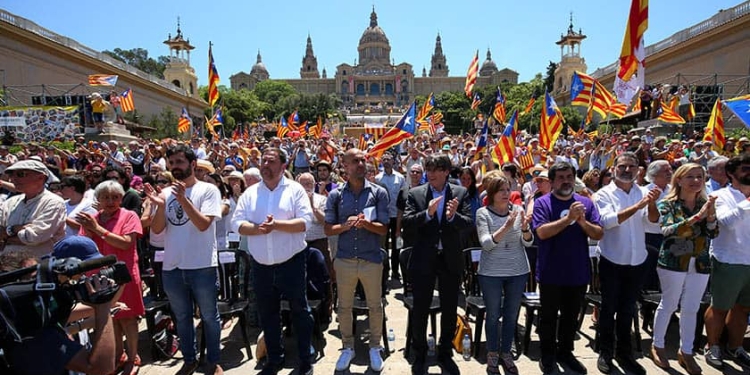 Acto a favor de la independencia de Cataluña.