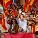 Politicians including Catalan People's Party (PP) president Xavier Garcia Albiol (2nd L) and Ciudadanos leader Albert Rivera (C) attend a pro-union demonstration organised by the Catalan Civil Society organisation in Barcelona, Spain, October 8, 2017. REUTERS/Albert Gea