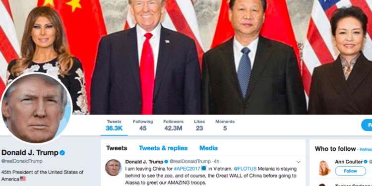 Trump mostró su "twiplomacia" durante su estancia en China