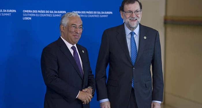 Encuentro entre España y Portugal. Antonio Costa y Mariano Rajoy.