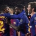 Soccer Football - Champions League Quarter Final First Leg - FC Barcelona vs AS Roma - Camp Nou, Barcelona, Spain - April 4, 2018   Barcelona's Samuel Umtiti celebrates their second goal with Nelson Semedo and team mates   REUTERS/Juan Medina