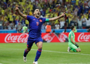 Soccer Football - World Cup - Group H - Poland vs Colombia - Kazan Arena, Kazan, Russia - June 24, 2018   Colombia's Radamel Falcao celebrates scoring their second goal    REUTERS/Toru Hanai