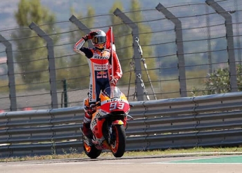 El español Marc Márquez gana el Gran Premio de Aragón. Dovizioso e Ioannone completaron el podio