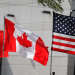 Banderas de los EEUU, Canadá y México ondean en Detroit, Michigan, en agosto de este año. REUTERS/Rebecca Cook.