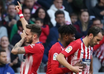 Saúl celebra su gol ante el Getafe