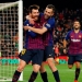 Lionel Messi y Jordi Alba celebran el tercer gol de la victoria ante Leganés. REUTERS