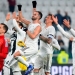 Jugadores de la Juventus de Turín celebran el triunfo en un partido de Serie A frente al Frosinone.