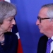 La primera ministra británica Theresa May junto al presidente de la Comisión Europea, Jean-Claude Juncker, en Bruselas, Bélgica. 7 de febrero de 2019