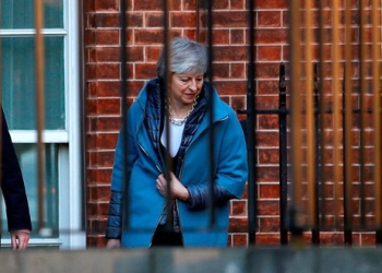 La primera ministra Theresa May en Downing Street, Londres.