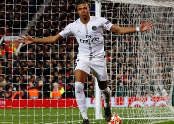 Kylian Mbappé celebra el segundo gol ante el Manchester United