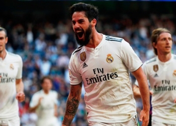 Isco celebra el primer tanto contra el Celta.