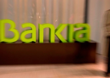 Logo de Bankia en la sede del banco en Madrid