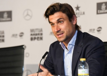 David Ferrer, durante la rueda de prensa en Madrid