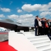 Emmanuel Macron junto a representantes de España, Alemania y los directores de Dassault y Airbus.