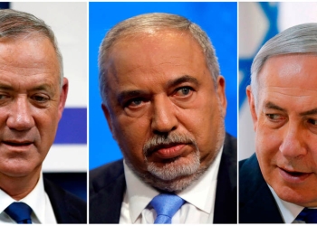 Gantz, Lieberman y Netanyahu (de izquierda a derecha) se pelean por la mayoría parlamentaria para gobernar en Israel.