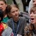 La activista del cambio climático Greta Thunberg habla con los participantes en la COP25 en Madrid 6, de diciembre de 2019. Foto: Juan Medina