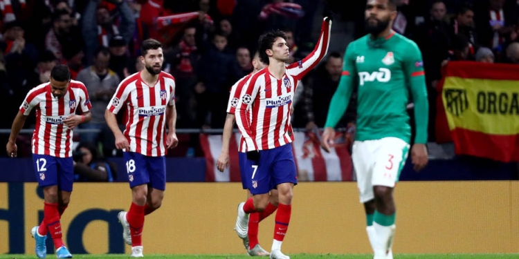 Joao Félix celebra su tanto ante el Lokomotiv de Moscú