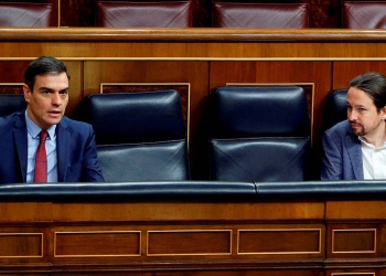 El presidente Pedro Sánchez y el vicepresidente segundo, Pablo Iglesias, al frente del primer gobierno de coalición de la historia de España